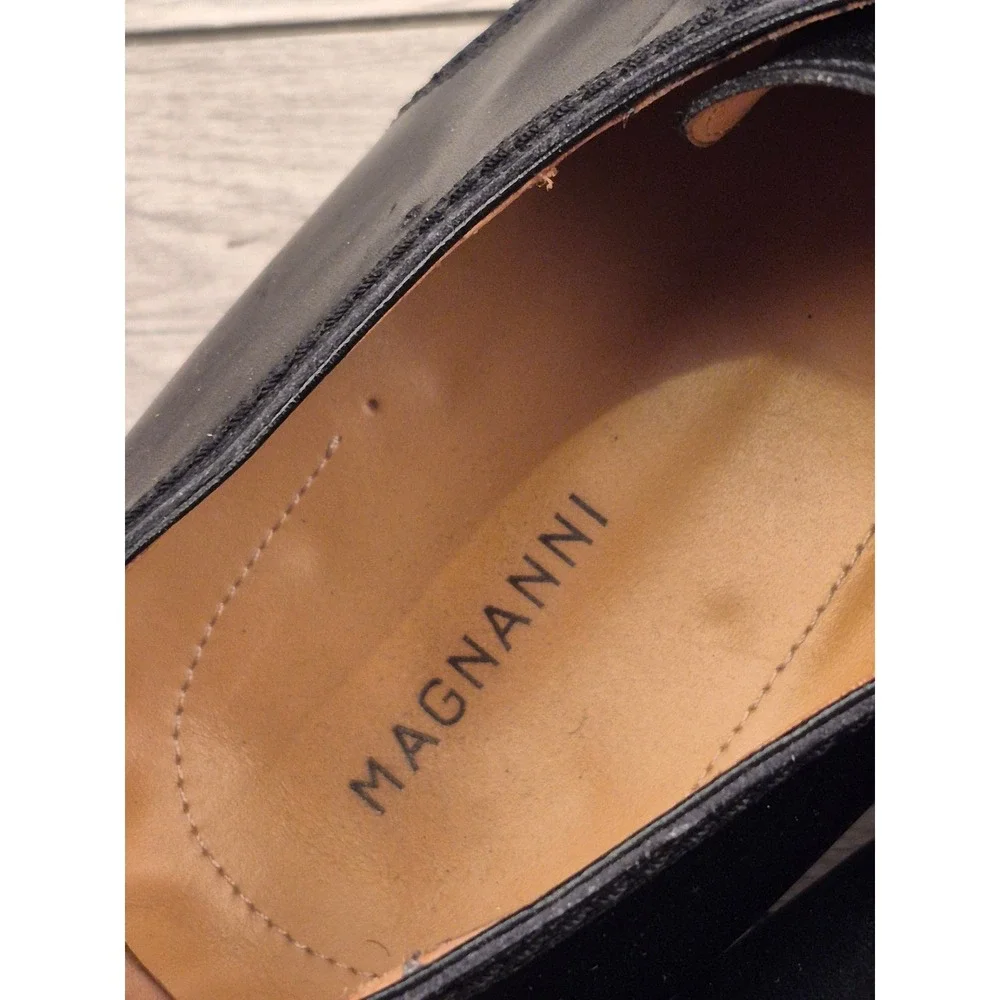 Magnanni Mens Black Leather Single Monk Strap Dress Shoes Made in‎ Spain Sz 11.5